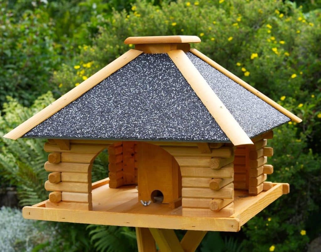 Deko-Shop-Hannusch - Mangeoire à Oiseaux Verte Avec Support - Petite Taille, Livrée Montée, Résistante Aux Intempéries