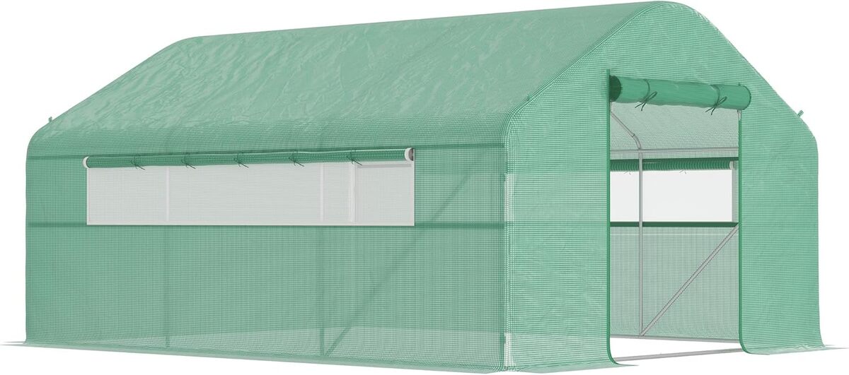 Test de la serre tunnel extérieure Outsunny avec fenêtres et porte enroulable
