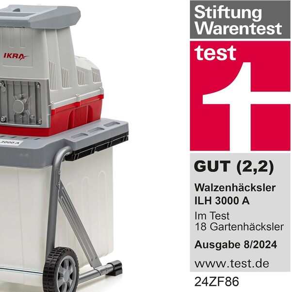 Ikra Broyeur silencieux électrique ILH 3000A, sécateur de jardin & lunettes de sécurité incluse