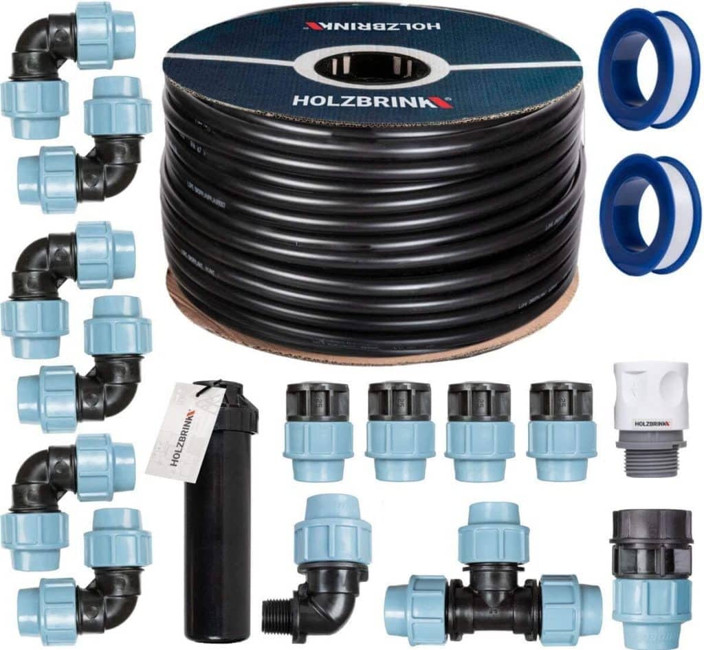 Test du kit d'irrigation HOLZBRINK HTB-11-5-100 : arroseur automatique pop-up et tuyau 100 m