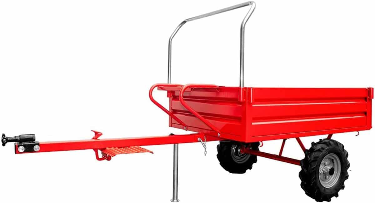 Test : remorque de motobineuse Bricoferr 400 kg rouge