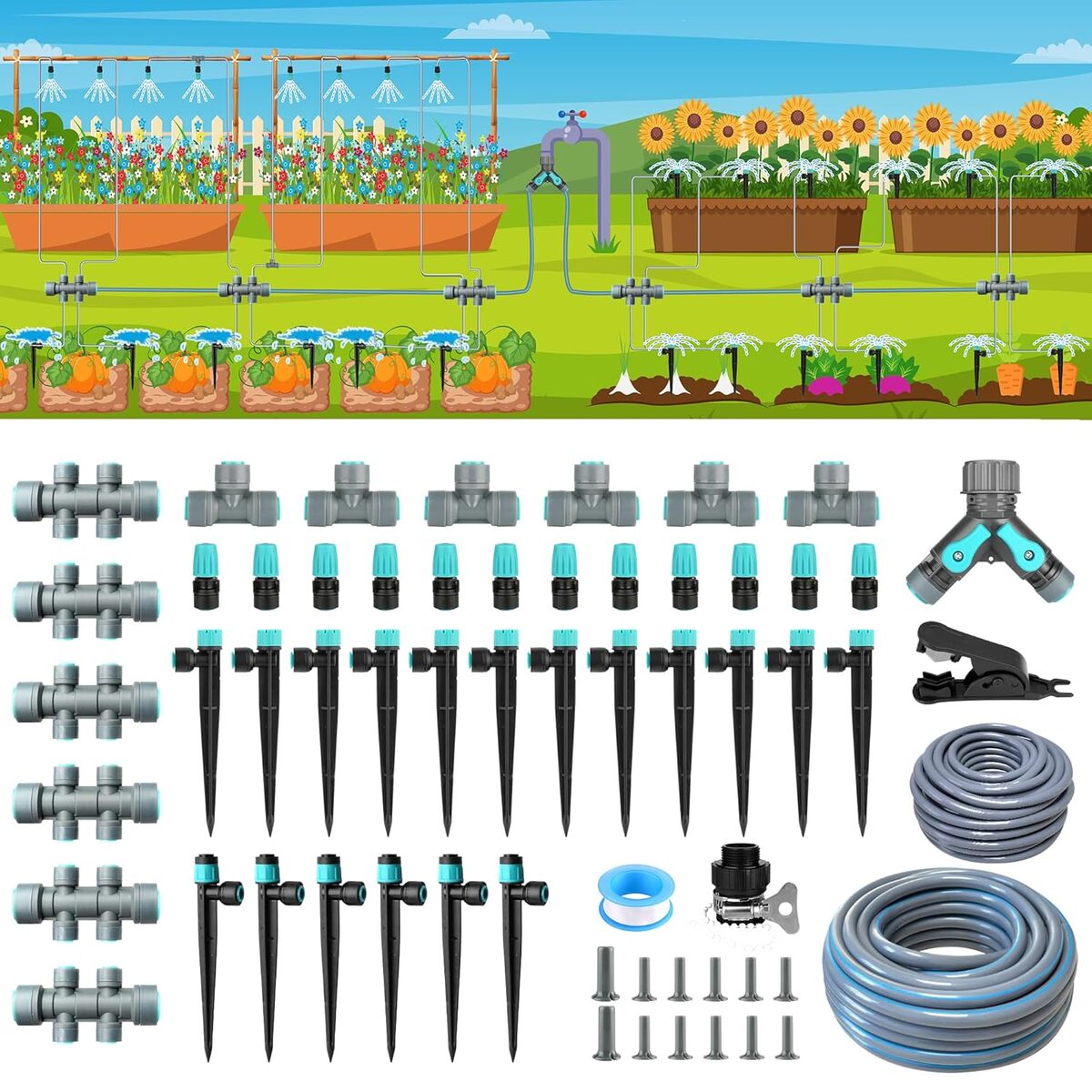 Test du kit d'irrigation goutte à goutte Y6G12-197 : l'efficacité au jardin