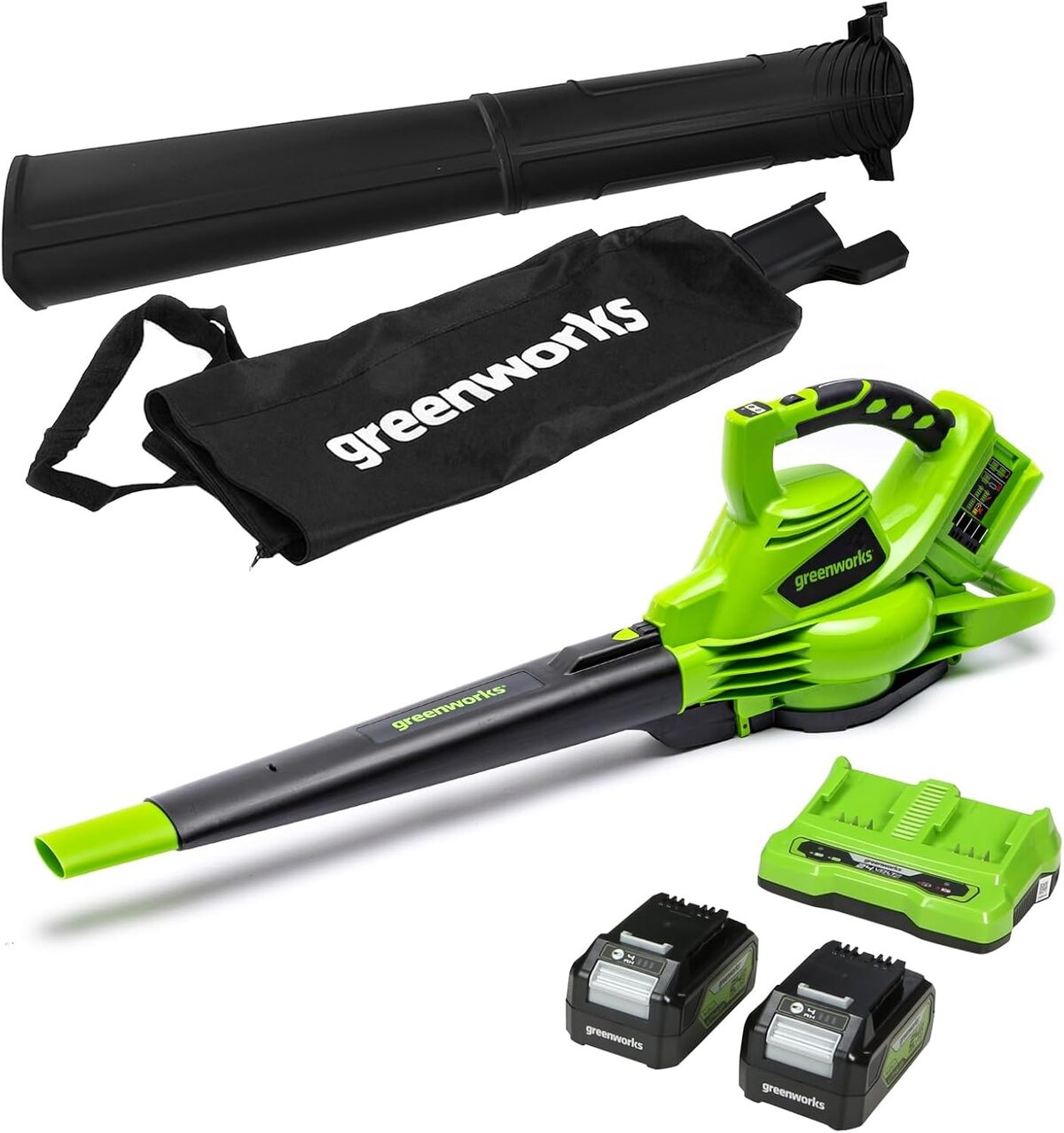 Test Greenworks GD24X2BVK4X : aspirateur souffleur sans fil 322km/h