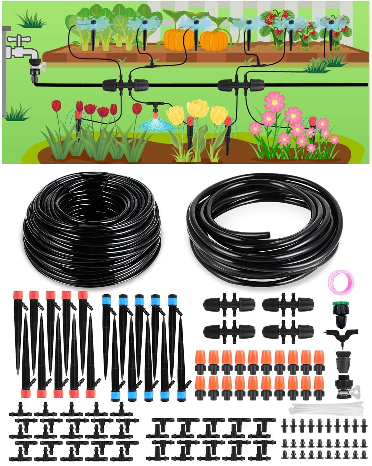 Test : système d'irrigation goutte à goutte 70 m pour jardin et plantes