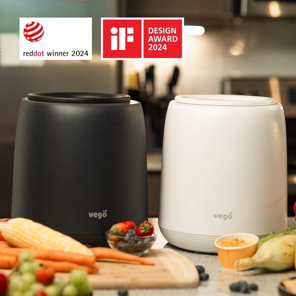 Vego Composteur de cuisine électrique de 4 L pour cuisine, 5 modes, bac à compost intelligent basé sur le poids avec application inodore, auto-nettoyante, machine à compost pour déchets alimentaires à