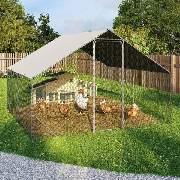 IDMarket - Enclos poulailler 9 m² Parc grillagé 3x3 M Acier galvanisé