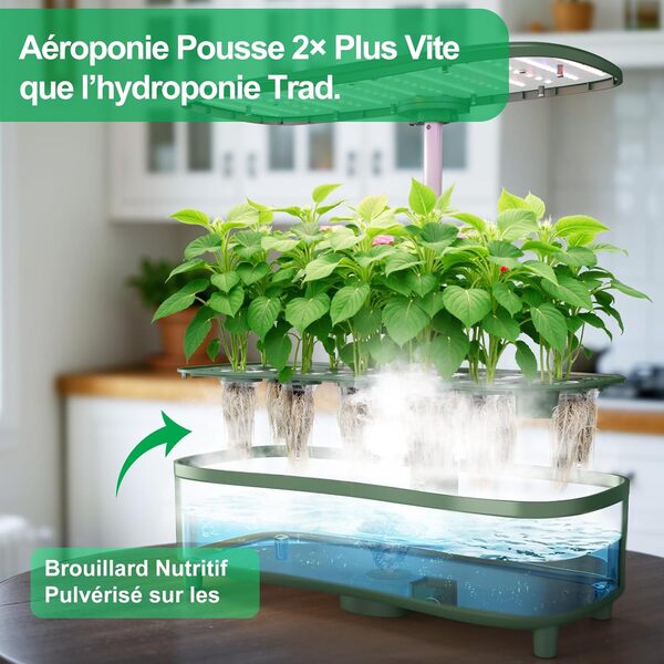 Système de Culture Hydroponique, Kit de Jardin d'herbes Intérieur 15 Pots, Smart Garden avec Minuterie, Lampe LED à Spectre Complet, Hauteur Réglable Jusqu'à 20