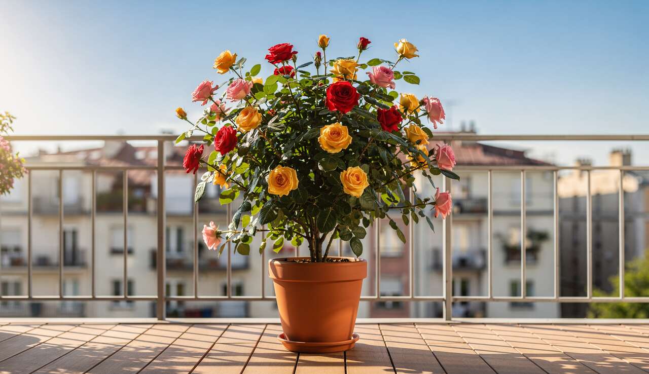 Positionner le rosier sur le balcon pour un ensoleillement optimal